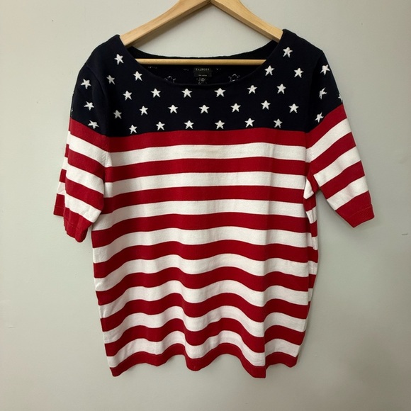 Talbots Red White Blue Patriotic Pima Cotton Sweater XL - Picture 2 of 4